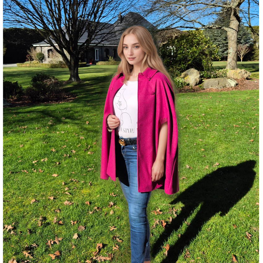 Luxury Audrey Cape - Cerise Pink